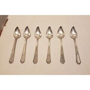 Set 6 Grapefruit/Fruit Spoon  1847 Rogers Ancestral 1924 Vintage Silverplate